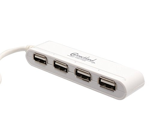 Connectland Utlra Slim USB 2.0 High-Speed 4 Port HUB with On Off Switch for Desktop and Laptops Windows Mac Linux CL-U2MNHUB-4W
