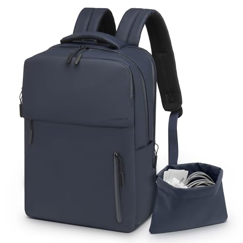 Lightweight Commute Backpack for Men & Women, Water-Resistant Travel Daypack with 15.6-Inch Laptop Compartment & Anti-Theft Pockets, Navy Blue - color: Navy Blue
