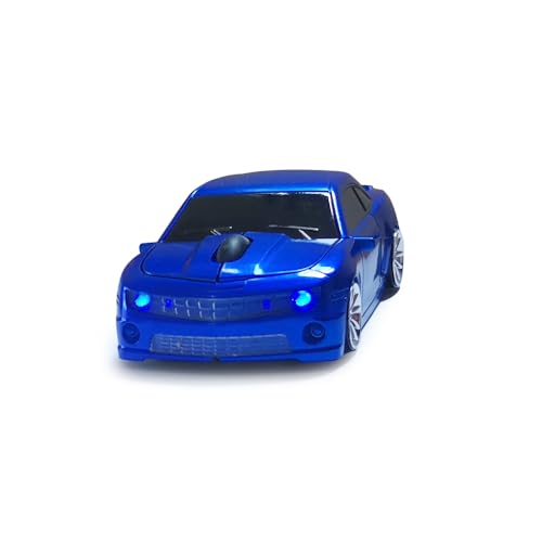 Car Mouse for Compuer, Funny Sport Car Shaped Computer Mouse, 2.4Ghz Wireless Mouse Car Mouse with USB Reciver for Laptop, PC (Blue) - color: Blue