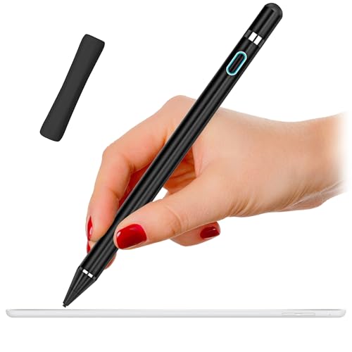 Stylus Pen Pencil 1st Generation Gen Replacement for Apple iPad Pro 1st Gen, iPad 1/2/3/4/5, iPad Mini 1/2/3/4, iPad Air 1/2, Android Tablet, Capacitive Touch Screen +Free Silicone Grip Holder (Black) - color: Black
