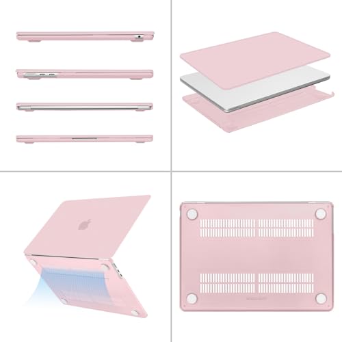 MOSISO Compatible with MacBook Air 13 inch Case M5 2026 M4 M3 M2 2025-2022 | A3449 A3240 A3113 A2681, Hard Shell&Keyboard Cover&Screen Film&Pouch for MacBook Air 13.6 inch Case, Baby Pink - color: Baby Pink
