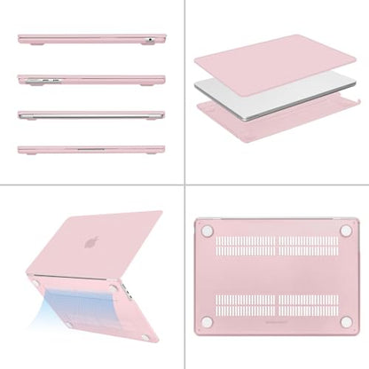 MOSISO Compatible with MacBook Air 13 inch Case M5 2026 M4 M3 M2 2025-2022 | A3449 A3240 A3113 A2681, Hard Shell&Keyboard Cover&Screen Film&Pouch for MacBook Air 13.6 inch Case, Baby Pink - color: Baby Pink