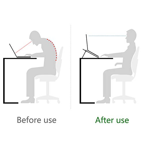 Laptop Stand for Desk Stable Foldable Adjustable Multi-Angle Computer Desktop Holder Ventilated Lapdesks Riser for Mackbook, Lenovo, Dell, iPad, HP - Within 17' (Black) - color: black