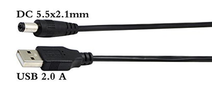 USB 2.0 A Male to DC 5.5x2.1mm Male Adapter Cable 5 Volt DC Barrel Power Jack Charging Cable for Tablet, Electronic Dog, Access Control Attendance (28CM/11inch, DC 5.5x2.1mm)(2packs) - color: 28CM DC 5.5x2.1mm