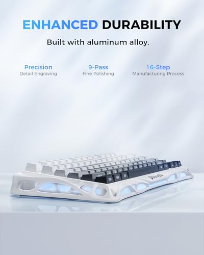 GravaStar Mercury K1 75% Wireless Mechanical Gaming Keyboard, Aluminum Alloy Exoskeleton Design, Gasket Custom Keyboard Hot-Swap Socket, Linear Switches, RGB Backlit【Gradient White】 - color: Gradient White