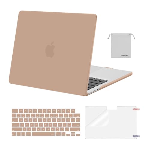 MOSISO Compatible with MacBook Air 13 inch Case M5 2026 M4 M3 M2 2025-2022 | A3449 A3240 A3113 A2681, Hard Shell&Keyboard Cover&Screen Film&Pouch for MacBook Air 13.6 inch Case, Bronze Brown - color: Bronze Brown