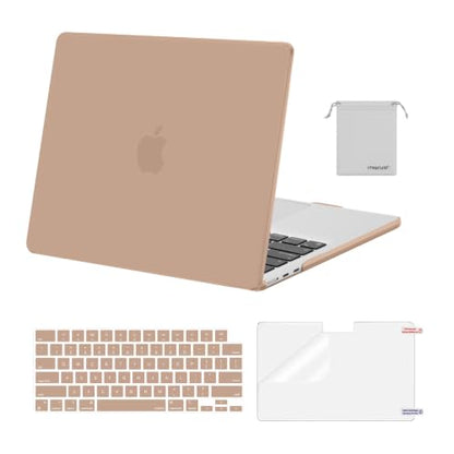 MOSISO Compatible with MacBook Air 13 inch Case M5 2026 M4 M3 M2 2025-2022 | A3449 A3240 A3113 A2681, Hard Shell&Keyboard Cover&Screen Film&Pouch for MacBook Air 13.6 inch Case, Bronze Brown - color: Bronze Brown