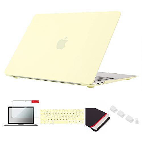 Se7enline Compatible with MacBook Pro Case 13 inch 2019/2018/2017/2016 Hard Cover for Mac Pro A1706/A1989/A2159 with Touch Bar&Sleeve&Keyboard Skin&Screen Protector&Dust Plug, Mellow Yellow - color: Mellow Yellow, size: 13 inch (2016-2019 Version)