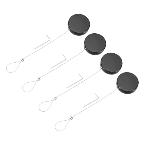 MECCANIXITY 3.3ft Retractable Cable Lock with Latch Remote Control Security Lock with Adjustable Cord Tether Anti Theft for Laptop, TV, 150 G, Black, 4 Pack - color: Black