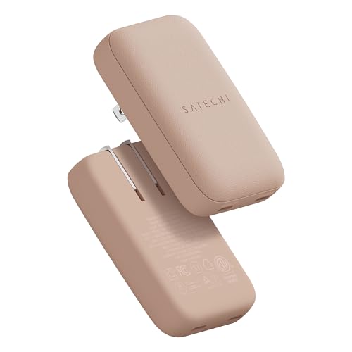 Satechi OntheGo 67W Wall Charger, GaN USB-C Fast Charging, Desert Rose | PD 3.0+PPS, dual-port power split (45W+20W), for MacBook, iPad, iPhone, Galaxy, Pixel, Steam Deck - color: Desert Rose