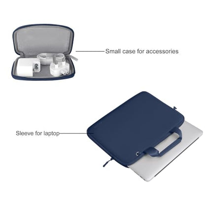 MOSISO Laptop Case 13.3 inch, 13-13.3 inch Laptop Sleeve Bag, Navy Blue | Compatible with MacBook Air/Pro 13 / Pro 14, HP Dell ASUS, Neoprene Carrying Computer Bag with Handle&Detachable Small Case - color: Navy Blue, size: 13.3 inch