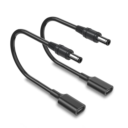 USB C to DC Adapter Cable 5.5mm x 2.1mm, 1Ft(30cm) Type C Female to Male Cable for Router, Mini Fan, Table Lamp, External Hard Drives, Audio Mixing, Speakers, 2Pack - size: 2Pack, style: 1FT