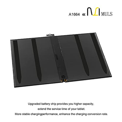 MULS A1664 Tablet Battery for iPad Pro 9.7'' (2016, Wi-Fi/Cellular) A1673 | A1674 A1675 020-00823 MLMW2LL/A MLN02LL/A MLMN2LL/A MLMV2LL/A MLMY2LL/A MLMQ2LL/A MLMX2LL/A MLN12LL/A MM172LL/A MM192LL/A - size: 8.86*6.50*1.18 in A1664