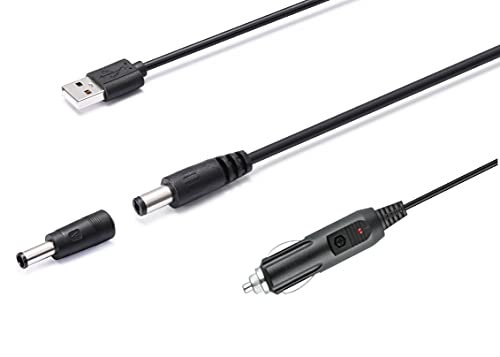 12V Car Charger(Max 10A) + 5V DC Power Cable,with 11 Connectors for DVD Player,Camera,GPS,Bluetooth Speakers,Shaver Fans