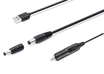 12V Car Charger(Max 10A) + 5V DC Power Cable,with 11 Connectors for DVD Player,Camera,GPS,Bluetooth Speakers,Shaver Fans