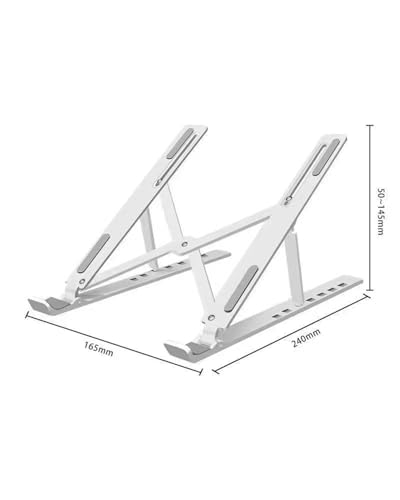 Adjustable Plastic Laptop Stand – Foldable Portable Laptop Raiser Small Size White BLC1043-03 - color: White, size: Small