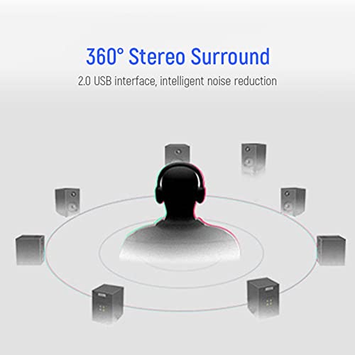 7.1 Channel USB Sound Card Adapter External Sound Card USB Audio Adapter with 3.5mm Interface & USB Interface for PC Laptop Gaming Device