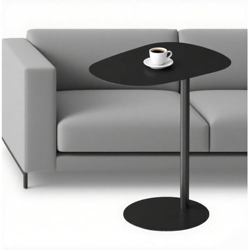 C-Shaped Metal Side Table, Slides Under Sofa for Small Spaces | Black Iron End Table, Lightweight & Compact TV Tray with Modern Design for Living Room, Bedroom, Bathroom - color: Black, size: Height - 24.8in