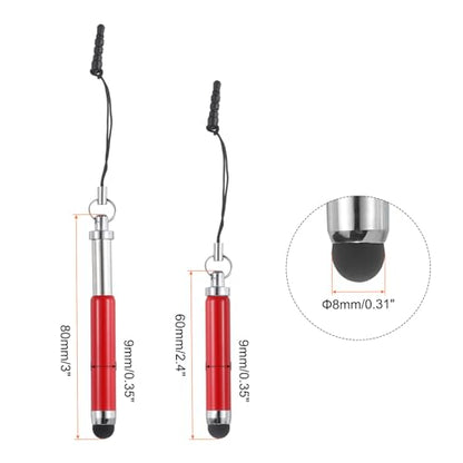 MECCANIXITY 5pcs Metallic Stylus Pen Retractable Aluminum Alloy Mini Capacitive Pens for Universal All Touch Screen Devices, Red - color: Red