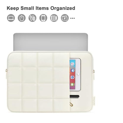 MOSISO Laptop Case 16 inch, 15-15.6 inch Puffy Laptop Sleeve, Sand | Compatible with MacBook Pro 16 M5 M4 M3 M2 M1, HP Acer Dell Lenovo,Twelve Square Quilted Bag with Vertical Pocket&Small Case - color: Sand, size: 16 inch