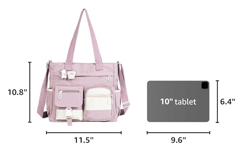 Phaoullzon Cute Messenger Bag Kawaii Crossbody Purse for Teen Shoulder Tote | Gifts for Girls/ Women, Nylon Japanese College Satchel Travel Work Gym Handbag - color: Purple, style: Medium