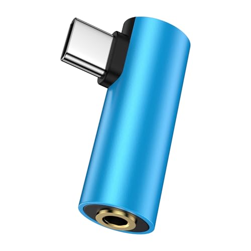 USB C to 3.5mm Audio Adapter for iPhone 17 Pro Max Air 17 Pro 17 16E 16 Pro Max 16 Plus 15,Type C To 3.5mm Female Google Headphone HiFi Right Angle Jack Dongle Aux Adapter for Pixel 10 9A 9 8 7 Pro XL - color: Blue