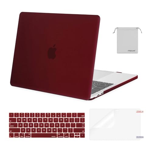 MOSISO Compatible with MacBook Pro 13 inch Case M2 M1 2026 2025 2024-2016 | A2338 A2251 A2289 A2159 A1989 A1708 A1706, Plastic Hard Shell&Keyboard Cover&Screen Film&Storage Bag, Marsala Red - color: Marsala Red