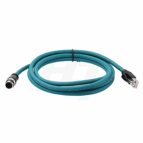 Ethernet CAT5e Cable M12 4 Pin D-Code to RJ45 for Keyence IV2, Datalogic 210N, Sick Omron Vision Sensor Barcode Reader Scanner Profinet Network Switches Control Power 2m - size: 2m