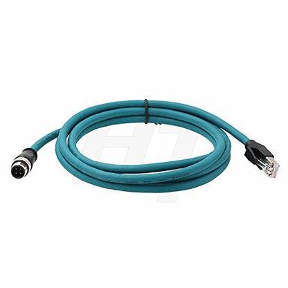 Ethernet CAT5e Cable M12 4 Pin D-Code to RJ45 for Keyence IV2, Datalogic 210N, Sick Omron Vision Sensor Barcode Reader Scanner Profinet Network Switches Control Power 2m - size: 2m