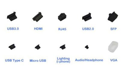 Silicone Universal Anti Dust Cover Plug Kit Stopper Cap for USB C/A Micro USB Lightning Ethernet RJ45 HDMI DP SFP Computer PC Laptops Phones Audio Devices Electronics Black 10Sizes 100Pcs - size: 10Sizes