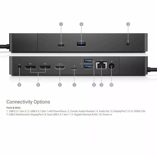 Dell Docking Station WD19S 180W Dual Monitor with 130W Power Delivery USB-C + HDMI + Dual DP Port - Ultimate Computer & Laptop,Workstation & Computer Docking Station (Renewed)