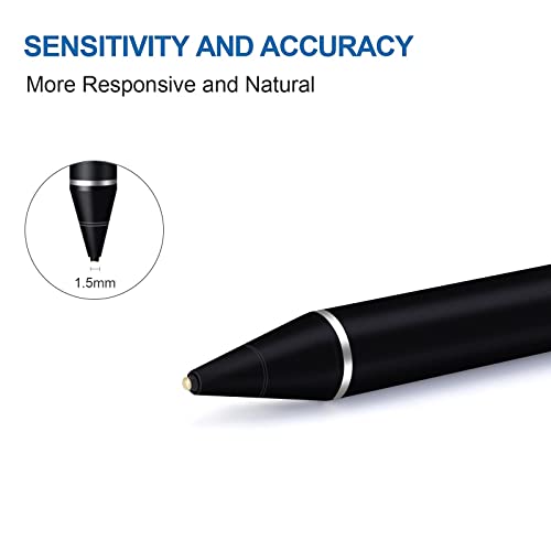 Active Stylus Pens for Touch Screens, Active Pencil Smart Digital Pens Fine Point Stylist Pen Compatible with iPhone iPad (Black) - color: Black