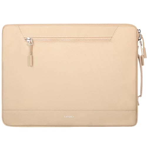 LANDICI 14 to 15 Inch Protective Laptop Sleeve with Handle, Apricot | Slim water-resistant case with reinforced 360-degree padding protects MacBook, Surface, Chromebook and other laptops - color: Apricot, size: 14-15 Inch