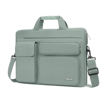 MOSISO Laptop Shoulder Bag 16 inch, 15-15.6 inch Computer Bag | Compatible with MacBook Pro 16 inch, HP, Dell, Lenovo with 2 Raised&1 Flapover&1 Horizontal Pocket&Handle&Belt, Antique Green - color: Antique Green, size: 16 inch