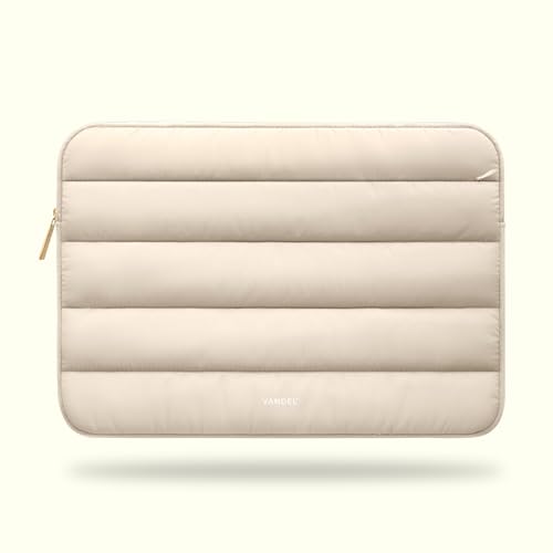 Vandel Puffy Laptop Sleeve Case for 13-14 inch Laptop Sleeve Bag Case | Zipper Pocket, Compatible with MacBook Air 13, Pro 14/13 iPad Pro 12.9, HP Dell ASUS, Computer Bag Cover - color: Sand