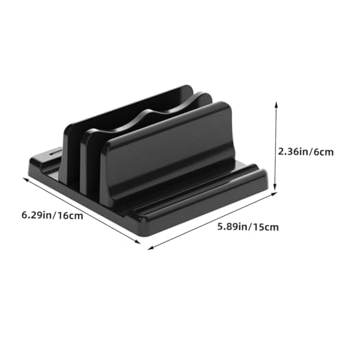 Sewroro Adjustable Vertical Laptop Stand Desk Organizer Space Saving Upright Holder with Stable Wide Base for Office Book and Notebook Storage Black Dual Slot Design