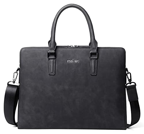 FSD. WG Business Bag Leather Messenger Bag Water Resistant Business Travel Briefcase Handbag Briefcase for Men - color: Black