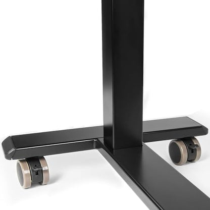 Vaunn Medical Electric Overbed Table Bedside Height Adjustable Table with Wheels (Electric-Powered, Hospital and Home Use) - Brown (Organic Modern)