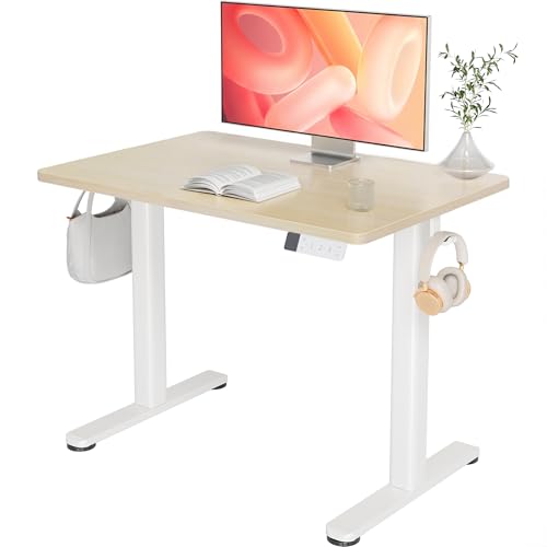 Claiks Electric Height Adjustable Standing Desk, 35x20 Inch, Nature | Smooth Height Adjustment, 4 Memory Presets, Cable Management Hub&Hook, Stable Steel Frame, 176lbs Capacity, Easy Assembly - color: Nature, size: 35