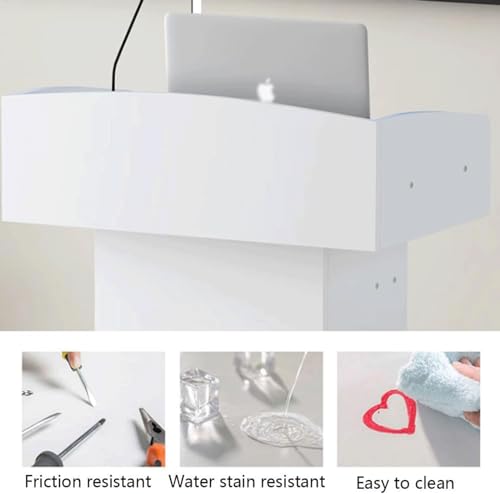 Wooden Lectern Podium Stand with Spacious Drawer & Open Storage, Lightweight Conference Table for Presentations, Versatile Use as Laptop Desk, Square Design - color: Black