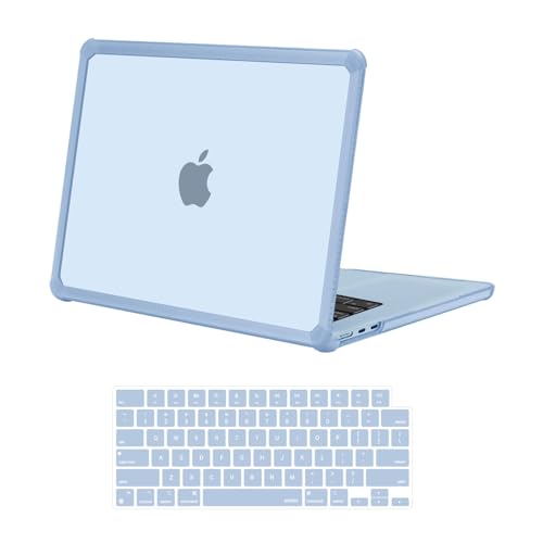 MOSISO Compatible with MacBook Air 15 inch Case M5 2026 M4 M3 M2 2025-2023 | A3448 A3241 A3114 A2941,Anti-Cracking,Heavy Duty Shock-Absorbing Hard Shell Case with TPU Bumper&Keyboard Cover, Sky Blue - color: Sky Blue