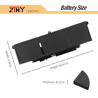66DWX WW8N8 Laptop Battery for Dell Latitude 7640 7650 7440 7450 7340 7350 | P126F P126F001 P175G P175G001 P176G P176G001 P178G001 P179G P179G001 86D0Y FH97R 0HYH8 0CTJJ6 76KVG 599M7 11.4V 57Wh 3-Cell - size: 10.43*3.19*0.24inch 66DWX