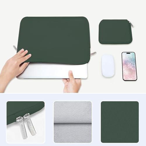 MOSISO Laptop Case 13 inch, 13 inch Laptop Sleeve with Small Case | Compatible with MacBook Neo / Air M5 M4 M3 M2 M1 2026-2018 / Pro M2 M1 2026-2016, Neoprene Computer Sleeve Bag,Midnight Green - color: Midnight Green, size: 13 inch