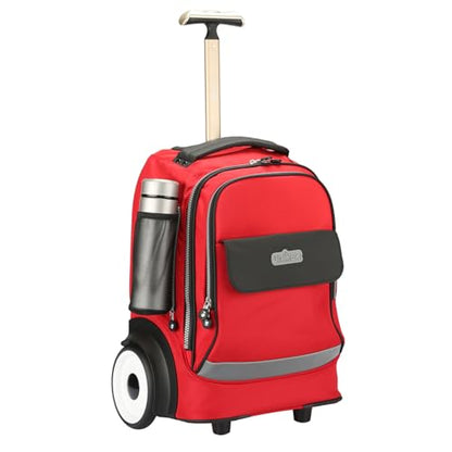 Rolling Laptop Bag with Quiet Wheel for 15.6 Inch Laptop,Roller Bag, Silent Backpack with Wheels, 6 Inch Large Wheeled Computer Bag, T5- Black/Red - color: T5- Black/Red