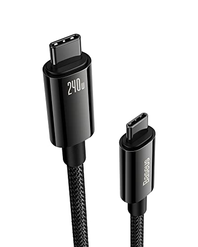 Baseus USB C Cable, 240W PD 5A Fast Charging USBC to USBC Cable, Zine Alloy Nylon Braided Type C Charger Cord for iPhone 17 16 Pro/Plus/Pro Max, MacBook, iPad Pro/Mini, Samsung S23/S22+ (10ft)