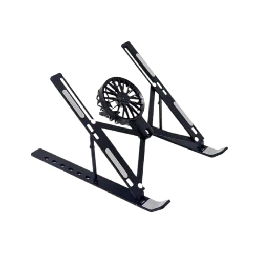 Adjustable Laptop Cooling Stand with Fan, Foldable Portable 7-Level Height Adjustment,(Black) - color: Black