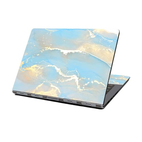 Laptop Skin Sticker Decal,12" 13" 13.3" 14" 15" 15.4" 15.6 inch Personalized Laptop Vinyl Skin Sticker Cover Art Decal Universal Protector Notebook PC Cover Case (Golden Blue Marble) - color: Golden Blue Marble