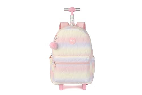 Pink Rolling school backpack for girls with Lunch Box 3pc Set(QUILTED PINK) - color: Quilted Pink