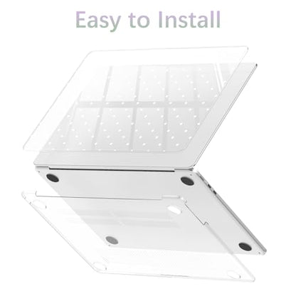 Compatible with MacBook Air 13.6 inch Case M5 M4 M3 M2 2026-2022 A3449 A3240 A3113 A2681 Release, Cute White Polka Dot Protective Hard Shell Clear Cover for MacBook Air 13 - color: Polka Dot F/Clear, size: MacBook Air 13.6 inch M5 M4 M3 M2