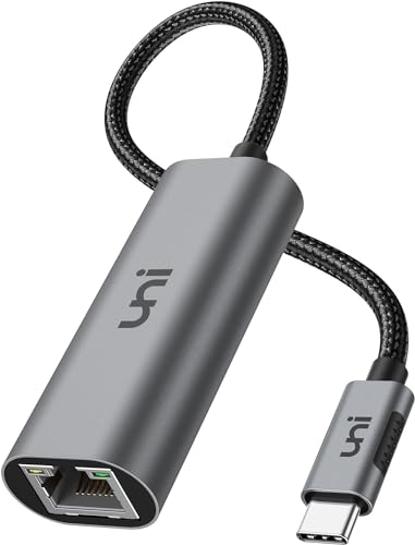 uni USB-C to Ethernet Adapter 2.5 Gbps, Blazing Fast RJ45 for Laptops,PC | Sturdy Aluminum, Type-C(Thunderbolt 4/3 Compatible) to Gigabit Network Adapter, for MacBook Pro/Air 2023,NAS, etc.